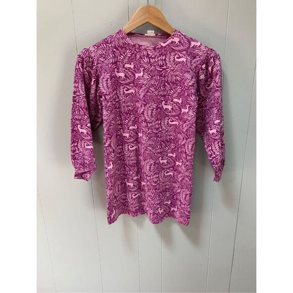 J Crew Crewcuts Girls Forest Print Fuschia Picado Puff Sleeve Dress Medium - Picture 1 of 9